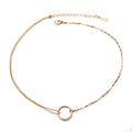 Dual Chain Circle Connector Choker Necklace Three Tones view 5