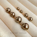Mocha Brown Round Pearl Stud Earrings Three Size Options view 1