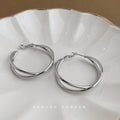 Twisted Multi Band Large Hoop Earrings Gold Silver Finish view 4