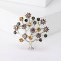Multicolor Crystal Tree Brooch with Branching Metal Frame view 1