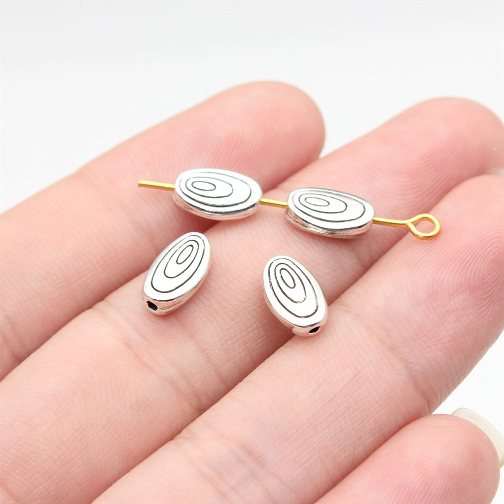 9.4x5.9x2.9mm 0.55g Multicolor Zinc Alloy Oval Floral Pattern Small Hole Spacer Beads for Necklace Bracelet Making