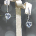 Silver Heart Halo Leverback Clear Drop Earrings Pair view 1