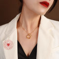 Twisted Cross Circle Ring Pendant Necklace In Gold Or Steel view 3