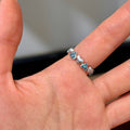 Silver Open Heart Blue Stone Ring Flower Open Band view 4