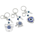 Evil Eye Elephant Heart Butterfly Charm Keychain with Blue Beads view 5