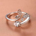 Butterfly and Crystal Open Ring in Silver Tone Jewelry view 3