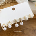 Gold Pearl Rhinestone Stud Earring Set Three Pair Styles view 1