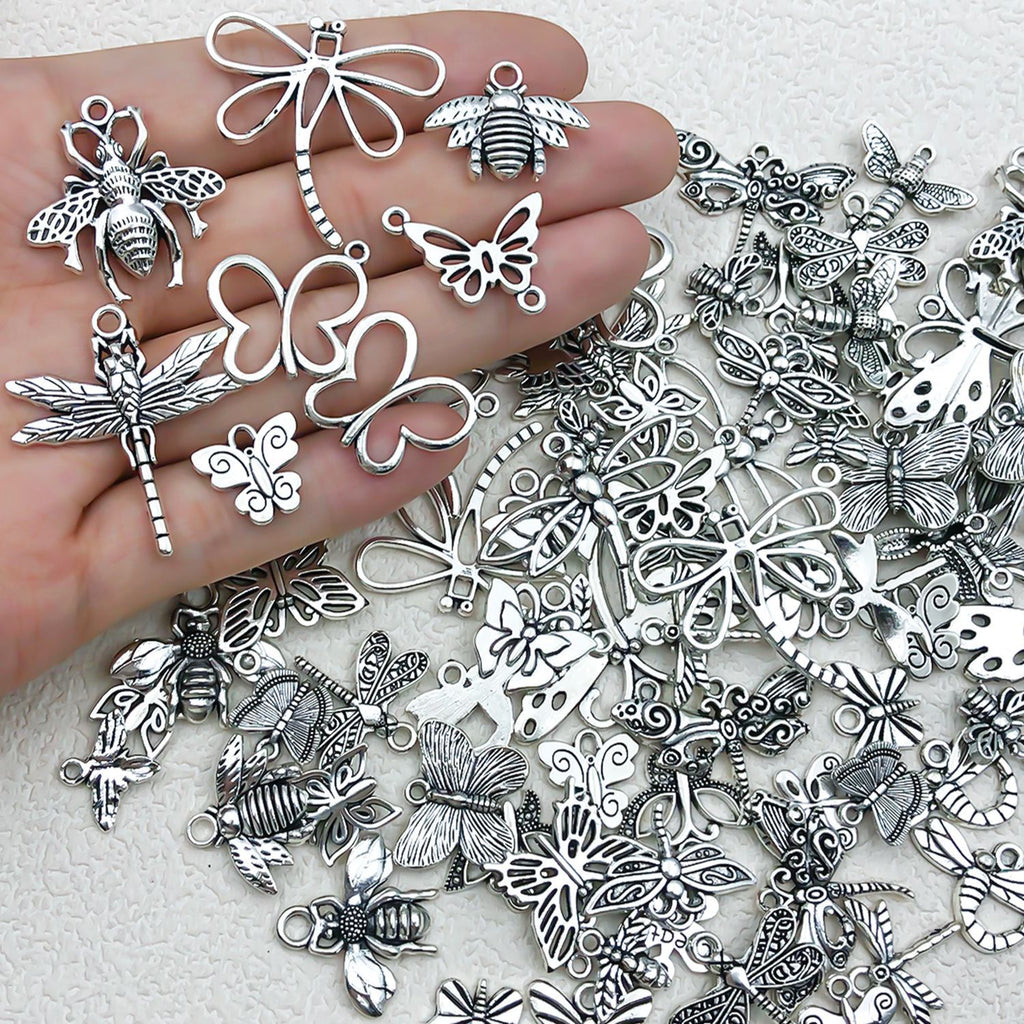 Antique Zinc Alloy Butterfly Bee charm pendants for DIY earrings necklaces bracelets and keychains