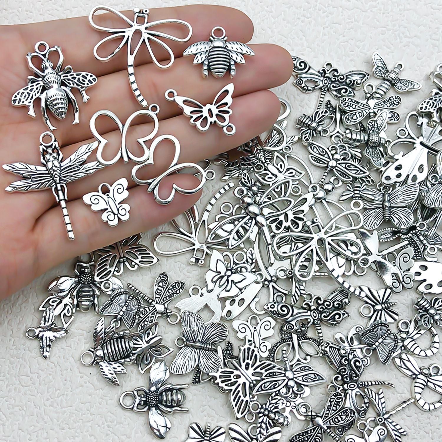 Antique Zinc Alloy Butterfly Bee charm pendants for DIY earrings necklaces bracelets and keychains