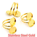 Double Bezel Adjustable Ring Blanks in Gold and Silver Tones view 2