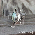 Antique Silver Teardrop Stone Look Wide Band Ring Sizes view 4