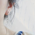Gold Silver Double Layer Flat Chain Loop Stud Earrings view 3