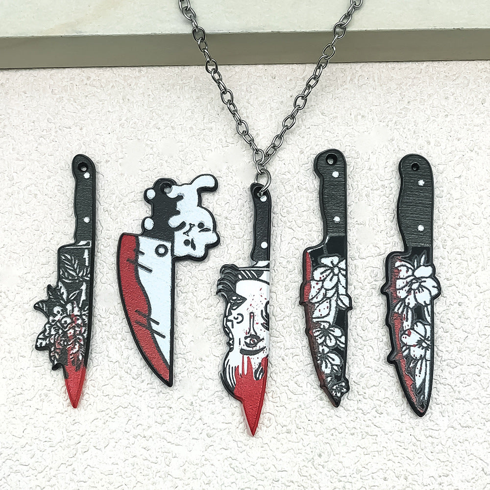 Acrylic Halloween Bloody Cleaver Double Sided Charm Pendant for DIY Earrings Bracelet