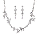 Black Silver Tone Crystal Leaf Vine Crystal Pearl Look Metal Necklace view 5