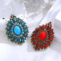 Blue Gold Tone Flower Openwork Two Designs Metal Brooch Pin view 4