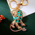 Cat Eye Leopard Keychains With Red or Peacock Green Stones view 2