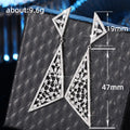Silver Tone Long Geometric Open Triangle Crystal Drop Earrings view 5