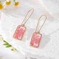Rectangular Gold Pressed Flower Drop Earrings 7 Styles view 10
