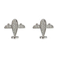 Silver Mini Airplane Pavé Stud Earrings Clear Stones view 5