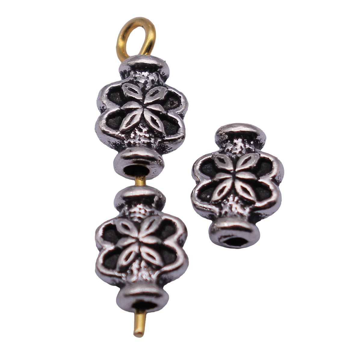 7.9x5.9x3.5mm 0.38g Antique Silver Zinc Alloy Flower Spacer Beads for Bracelet Necklace Jewelry Making