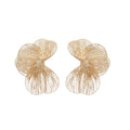 Wire Petal Flower Stud Earrings with Reflective Details view 5
