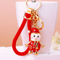 Mixed Christmas Deer Snowman and Jeweled Santa Hat Keychains with Red Loops view 12