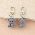 Flocked Fox Cat Bear Animal Keychains Silver Clips 7 Styles view 11