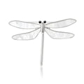Minimal Silver Tone Dragonfly Brooch with Black Eye Details view 5