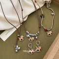 Wood Rocking Horse Cord Necklaces Silver Hoop Earrings Mix view 3