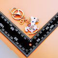 Jeweled Rocking Horse Keychain with Red Enamel and Gold Tone Hardware view 3