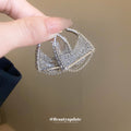 Silver Crystal Handbag Shaped Statement Huggie Earrings view 4