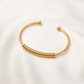 Silver Open Cuff Coil Bracelet Ball Ends Metal Bangle view 3