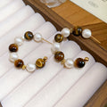 Brown And White Beaded Hoop Earrings In Two Patterns view 7