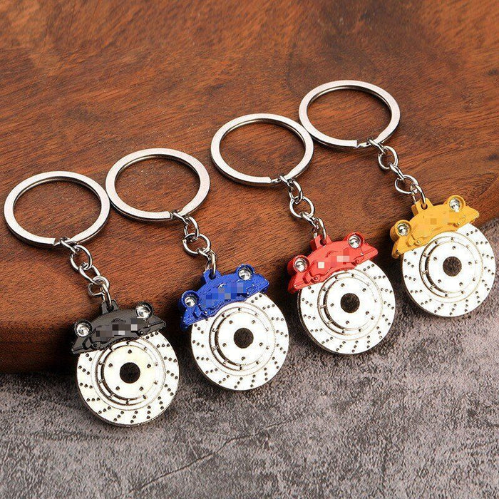 Brake Disc Wheel Hub Caliper Metal Keychain for Car Enthusiasts