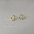 Mini Gold-Tone U-Shape Horseshoe Stud Earrings Stones view 4