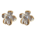 Gold Tone Clear Outline Flower Cluster Stud Earrings For Women view 5