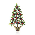 Green Enamel Christmas Tree Brooch Red Crystal Accents view 5