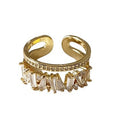 Open Adjustable Baguette CZ Double Band Rings Gold Silver view 5
