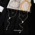 Layered Four Strand Pendant Necklace in Polished Silver or Gold Tone view 4