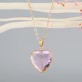 Gold Tone Faceted Heart Glass Pendant Necklaces in Four Colors view 7