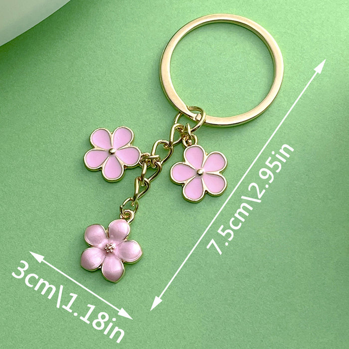 Rose, Sunflower and Blossom Charm Keychains Featuring Pink Flower Across 18 Variations