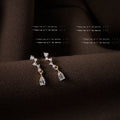 Silver Tone Geometric Clear Stone Long Drop Stud Earrings view 3