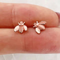 Sculpted Metal Bee Stud Earrings in Four Distinct Finishes view 3