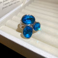 Geometric Triple Stone Open Rings Pink Blue Gray Nine Styles view 11
