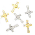 Crystal-Accented Gold Silver Cross Alloy Hanging Charms in 2 Styles view 4
