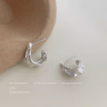 Silver Irregular Molten Texture Mini Hoop Stud Earrings view 2