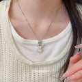 Silver Bear Crystal Pearl Pendant Necklaces And Bracelet view 3