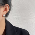 Brushed Matte Geometric Half Hoop Stud Earrings Silver Gold view 4