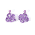 Eleven Color Woven Four Leaf Flower Statement Earrings view 5