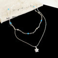 Silver Tone Blue Bead Necklaces with Star Pendants view 7